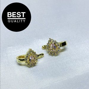 Gold diamond clip on earrings